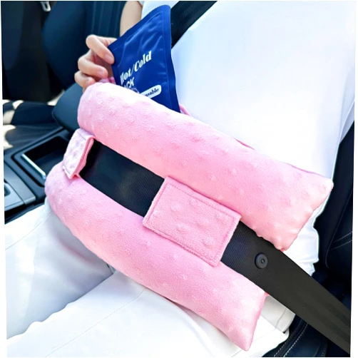HapiPoppy Hysterectomy Seatbelt Pillow Hysterectomy Recovery Must Haves Post Surgery Abdominal Pillows with Ice/Hot Pocket for Tummy Tuck C-Section Recovery Gifts Minky Dot Coral
