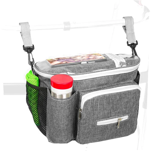 Shouken Large Walker Bag with Water Cup Holder,Walker Basket,Foldable Walker Storage Bag,Side Walker Bag,Walker Side Access Bag Organizer Pouch Tote,Scooters or Rollator Walkers