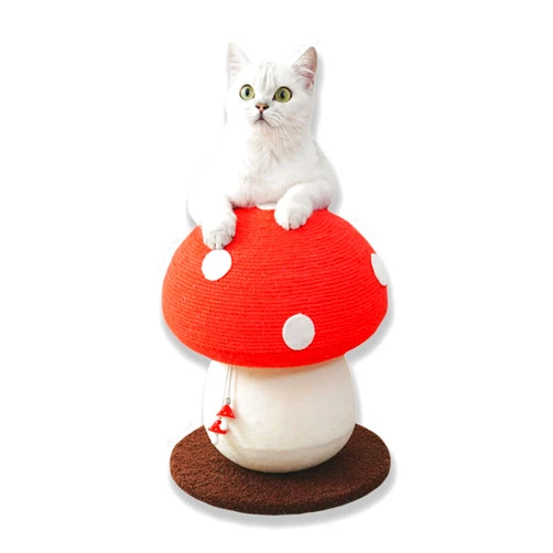 HEYPOMAX Mushroom-Shaped Sisal Cat Scratcher Attractive Durable for Cats up to 25 lbs Fun & Claw Care (RedMushroom 11x11x13.4inch)