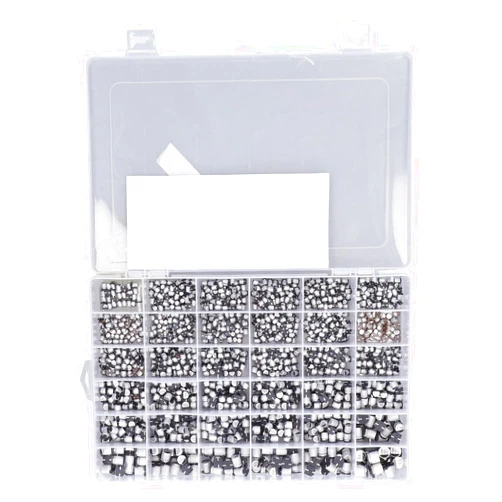 Walfront 1520Pcs Electrolytic Capacitors 36 Values 1uF‑1000uF SMD Capacitor Kit Assortment Kit Aluminum SMD Electrolytic Capacitor with Storage Box