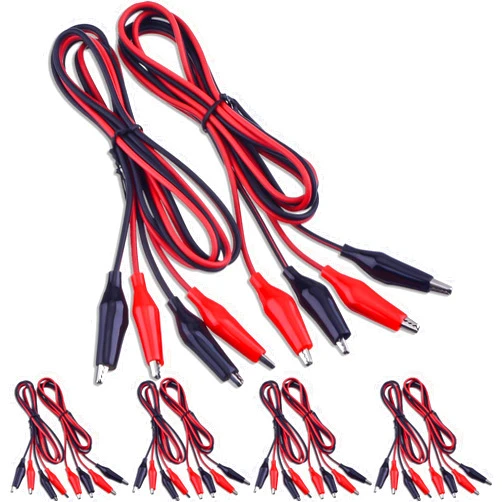 EBOOT 1M Electrical Test Set with Alligator Clips Double-ended Jumper Wires for Electrical Testing (10 Groups)