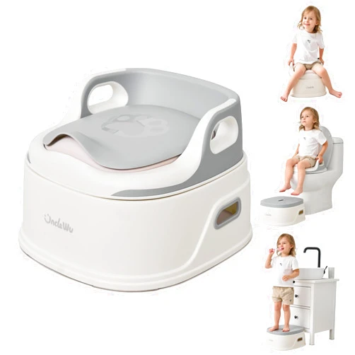 UNCLE WU 3-in-1 Toddler Potty Training Toilet - Chair, Seat & Step Stool with Splash Guard, Quick One-Click Assembly, Easy to Clean - Versatile Potty Trainer for Boys & Girls
