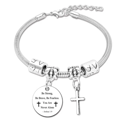 DlaeKua Faith Bracelets for Women Bible Verse Jewelry Gifts Inspirational Religious Gifts Stainless Steel Bracelet Jewelry Joshua 1:9 Christian Prayer Gift Birthday Gift for Her