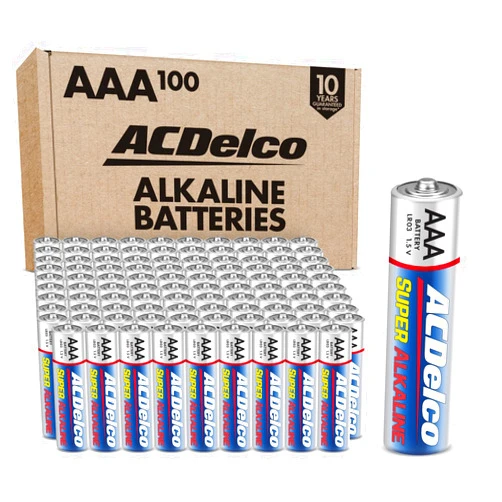 Powermax ACDelco 100-Count AAA Batteries, Maximum Power Super Alkaline Battery, 10-Year Shelf Life, Recloseable Packaging