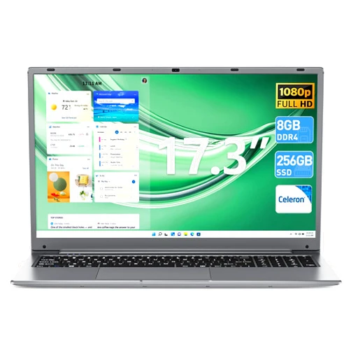 Naclud Laptop, 17.3 Inch Laptops Computer, 8GB DDR4 256GB SSD Notebook with Celeron J4105 Processor(up to 2.5 GHz), 8000mAh, Webcam, Mini HDMI, USB3.2 * 2, Dual WiFi, Type-C(Gray)