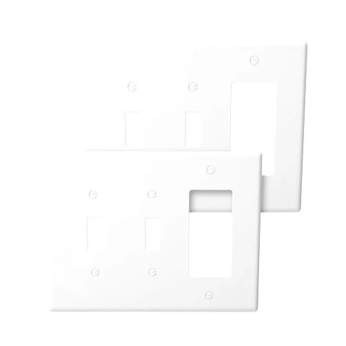 Bates Choice Bates- Combination Wall Plate, 2 Pack, Double Toggle/Single Decorator, White Light Switch Cover Plate, Switch Covers, Outlet Plate Cover, Wall Plate Cover, Wall Plates, Double Switch Plate Covers