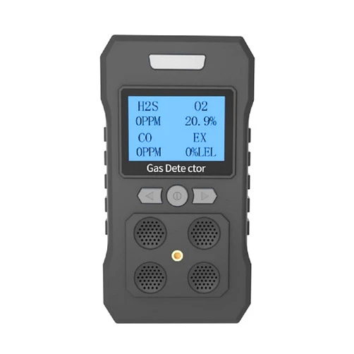 HAOKESITE 4 Gas Monitor Rechargeable Portable Gas Detector H2S O2 CO and LEL Multi Gas Monitor Professional Gas Sniffer with LCD Display Sound Light Vibration Alarm Mode.