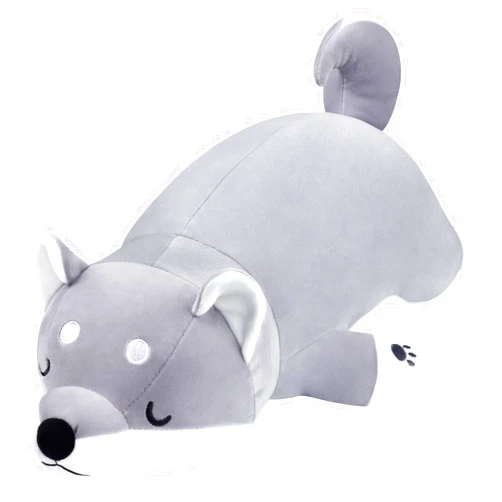 Auspicious beginning 30'' Shiba Inu Plush Stuffed Animal Dog Plush Pillow Children Hugging Pillow Sleeping Comfort Cushion Soft Plush Toy (Gray)