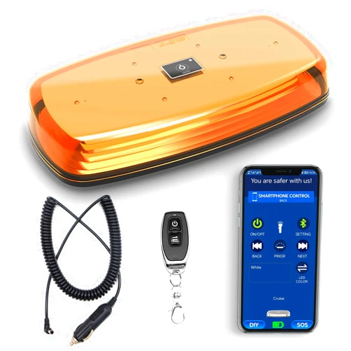 Agrieyes APP Control Mini Strobe Light Bar Rechargeable, Magnetic LED Beacon Light Wireless