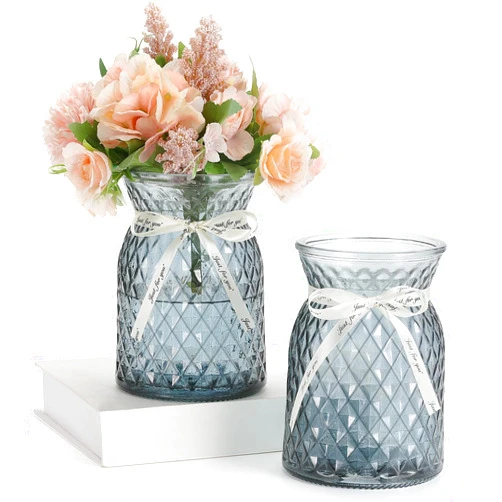 SOJOCK 2PACK Glass Flower Vases(Flowers NOT Included),6.3