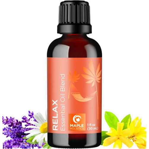 Maple Holistics Relaxing Essential Oil Blend for Diffuser - Aromatherapy Blend of Essential Oils for Diffusers for Home and Travel Stress Support with Lavender Geranium Roman Chamomile and Ylang Ylang Diffuser Oils