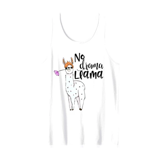 Funny Llama Tees and No Drama Designs Collection Drama Llama Cute Funny Llama with Flower Design Tank Top