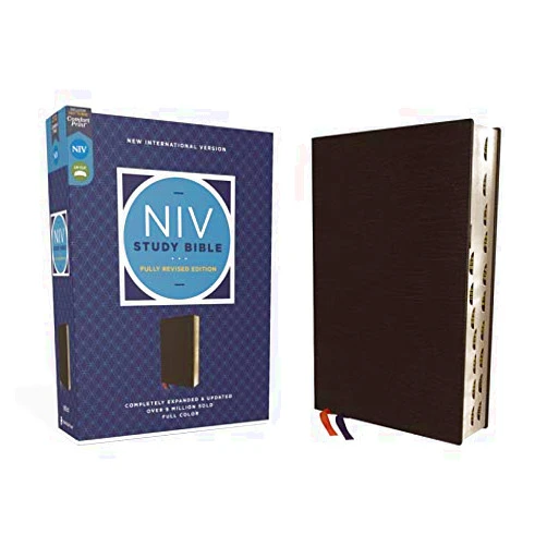 Zondervan, Kenneth L. Barker, Mark L. Strauss, Jeannine K. Brown, Craig L. Blomberg, Michael Williams NIV Study Bible, Fully Revised Edition, Bonded Leather, Black, Red Letter, Thumb Indexed, Comfort Print