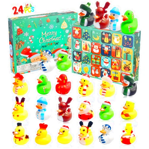 Holydeck 2024 Advent Calendar Christmas Ducks - 24pcs Rubber Duck Advent Calendar of Christmas Countdown Toys for Kids Christmas Party Favors,Gift Exchange,Christmas Stocking Stuffers