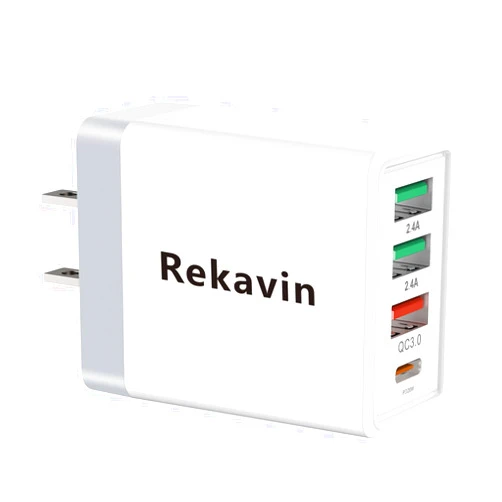 Rekavin USB C Wall Charger Block, 32W/4 Port Charger Adapter Support 20W PD Fast Charging for iPhone 13/13 Mini/13 Pro/13 Pro Max/12/12 Pro Max/SE 2020/11 Pro Max