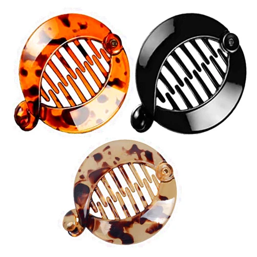 Luzen 3Pcs Resin Banana Hair Clips Small Banana Hair Combs Fishtail Hair Clip Side Comb Round Ponytail Holder for Women Girl Hair Accessories