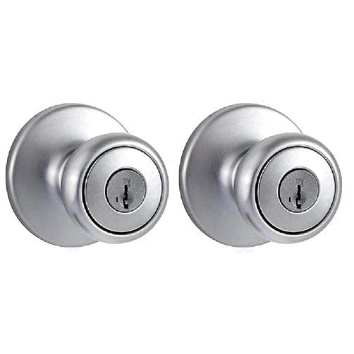 Kwikset 94002-870 Tylo Keyed Entry Knob with Smartkey Security in Satin Chrome (Pack of 2)