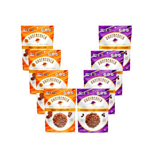 Undercover Quinoa Undercover Chocolate Quinoa Crisps - Milk Chocolate Variety Pack | 8-Pack, 2oz Bags | Gluten Free, Nut-Free, Allergen Friendly, Kosher