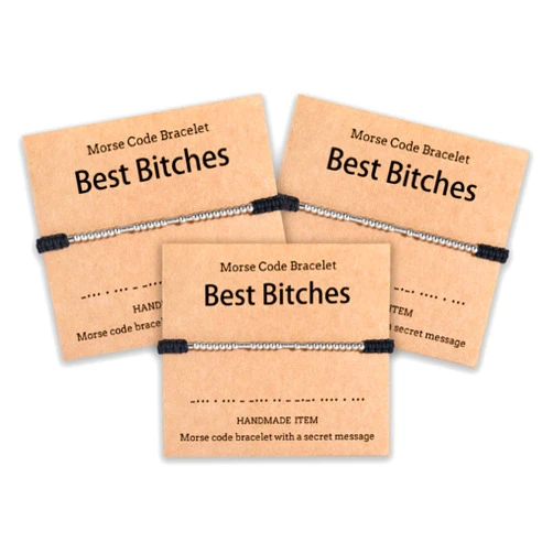 Shonyin Valentines Day Gift for Best Bitches Morse Code Bracelet Best Friend Gift for Women Funny Friendship Gift 2/3 PCS Christmas Friendsgiving Day Gift