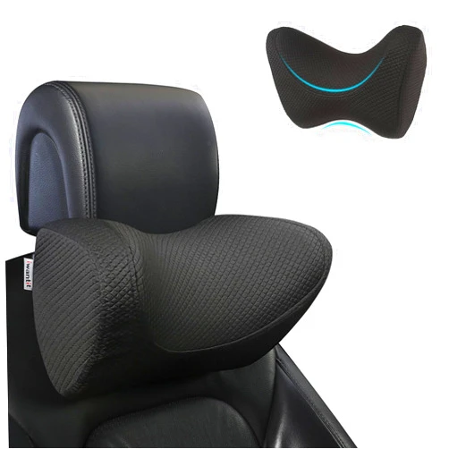 iwantit® Car Neck Pillows with Memory Foam,Automotive Seat Cushions of Headrests for Relieving Neck Stiffness &Supporting with Adjustable Straps and Comfy Outer Cover(Black,1Package, Large Size)