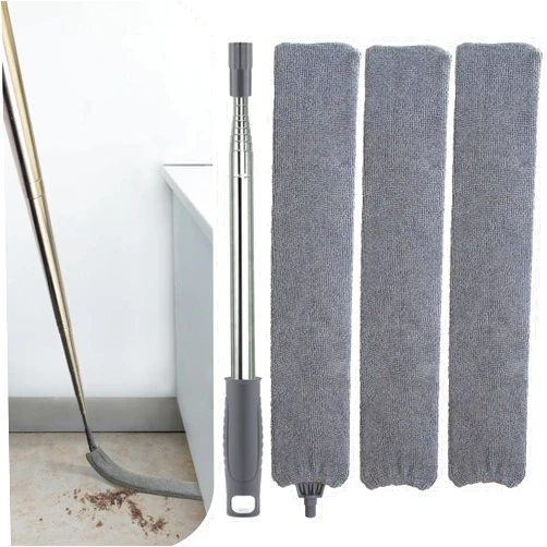 ELEANRA Retractable Gap Dust Cleaner with Extension Pole, Cleaning Tools with 3 Microfiber Dusting Cloths, Extendable Long Handle Duster for Cleaning Under Refrigerator Sofa Couch Bed Furniture Appliance
