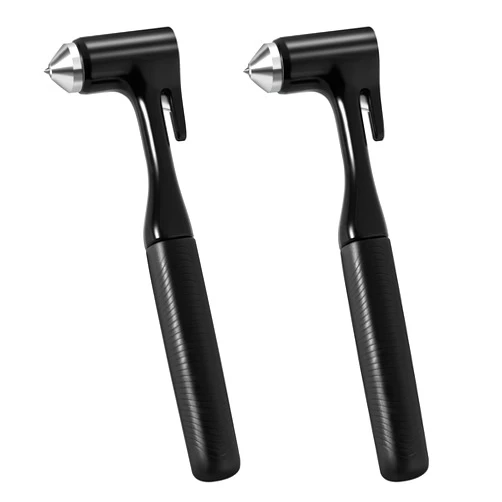 Xapwell Car Safety Hammer, Window Breaker Seatbelt Cutter, Automotive Metal Emergency Escape Tool, Aluminium Alloy Head Glass Breaker, Vehicle accessory Safety Tool, Black, 2 packs