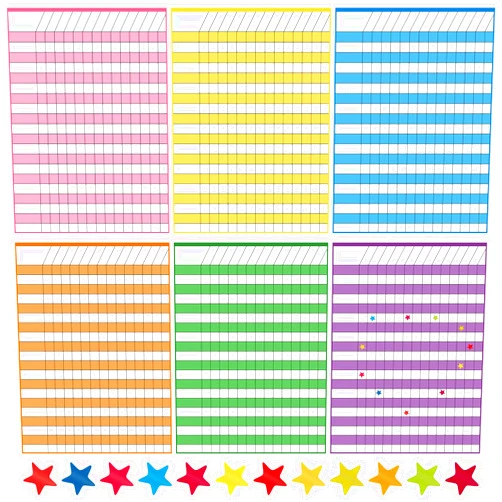 Perthlin 18 Pack Incentive Chart for Classroom Reward Chart for Kids Multi Color Laminated Dry Erase Chart with 1760 Star Stickers Behavior Chart for Learning Classroom School Attendance (Fresh Style)
