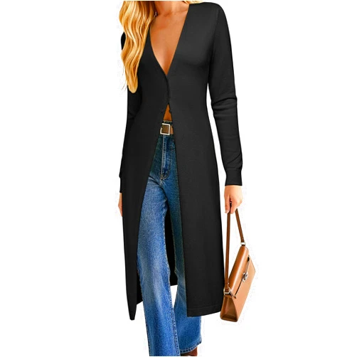 GRACE KARIN Womens Long Cardigan Trendy, Lightweight Knit Dusters Coat, V Neck Button Up Sweater Maxi Dress
