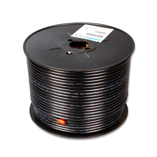 SatelliteSale RG-6 Trishield NEC 820 CATV HFC Coaxial Cable PVC Black 500 feet