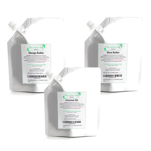 Clean and Green Family Pure Mango Butter (14 Oz) | Pure Shea Butter (14 Oz) | Refined Pure Coconut Oil (15 Oz) Bundle | 100% Natural, Unscented