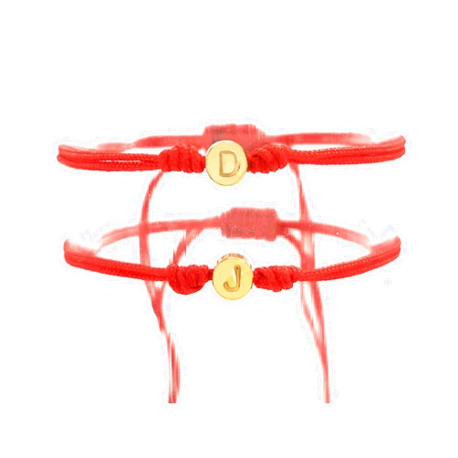 TUTTI JOYERÍA ARTESANAL 2 Red String Bracelets with Initials - Red String of fate - Personalized for couples, boyfriends, husbands, best friends, BFF Bracelet - Tutti Jewelry