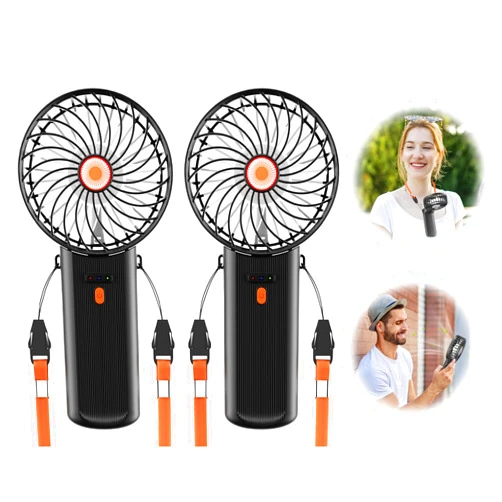 ISFOFO Mini Handheld Fan 2 Pack, Portable Hand Held Fan for Travel 4 Speeds, Cooling Personal Fans USB Rechargeable Battery Operated, 180° Foldable Travel Small Fan for Outdoor Beach Camping Office