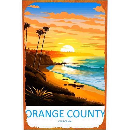JDSVDA Orange County Metal Sign Fun & Quirky Creative Wall Decor 8 * 12 Inches Poster For Office Living Room Bedroom Cafes & Gifts