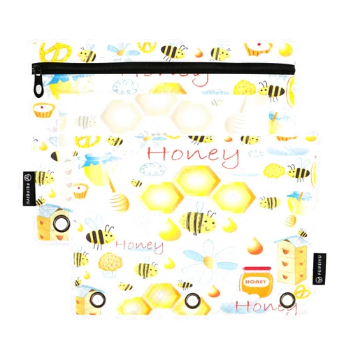 ALAZA Honey Combs andBees Binder Pouches for 3 Ring Binder, 2 Pack