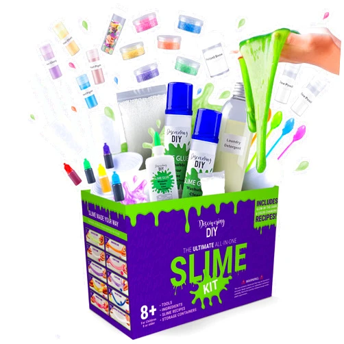 Discovering DIY Slime Kit for Girls and Boys - 52-Piece Slime Making Kit for Kids w/Craft Supplies - Makes Unicorn, Cloud, Butter, Galaxy, Mermaid and Slime for Kids