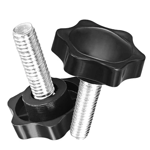 Msiori 2 Pack Black 8mm(M8) x 25mm Thread Replacement Star Hand Knob Tightening Screw, Quick Removal Replacement Parts for Replacement knob 8mm(M8) x 25mm