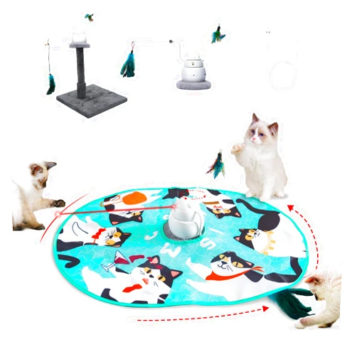 CATISM Cat Toys, Interactive Cat Toys for Indoor Cats, Automatic Cat Toy Rechargeable, 4 in1 Hide and Seek Kitten Wand Toy, Cat Toys Self Play, Funny Chase Feather for Indoor Exercise