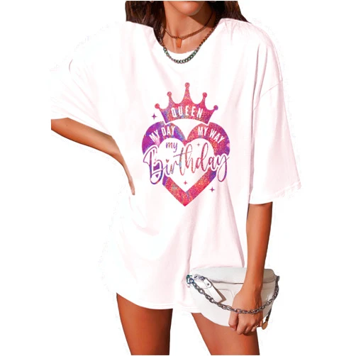 ASTANFY Oversized My Birthday Shirt: Birthday Gifts for Women Party Tops Sparkle Shirt Graphic Tees Short Sleeve