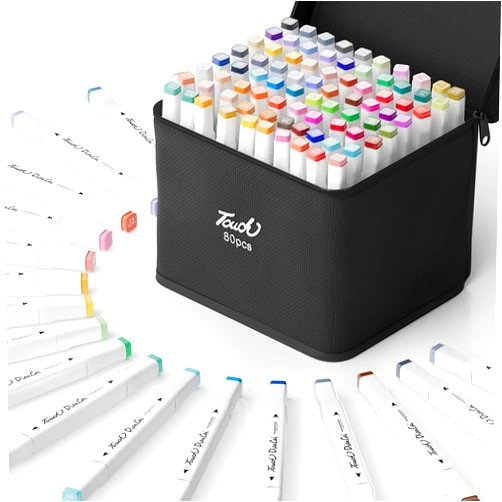 DTXDTech Alcohol Markers 80 Colors Dual Tip Art Markers Set Waterproof Ink Alcohol Coloring Markers Art Marker Pens Drawing Gift for Painting,Note,Marking,White Cover