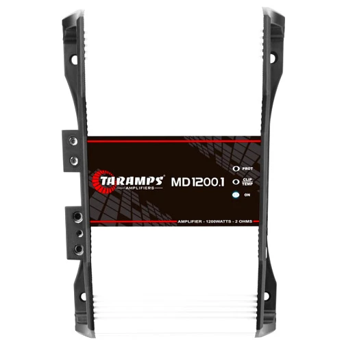 Taramp's Taramps MD 1200.1 Monoblock Amplifier 2 Ohm 1200 Watts Rms 1 Channel Powerful Full Range Car Audio System, Crossover Bass Boost Gain Rca Input Class D