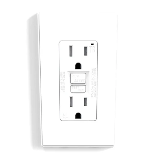 ELEGRP GFCI Outlet 15 Amp, Self-Test GFI Electrical Outlet with Thinner Design, TR Tamper Resistant GFCI Receptacle, Ground Fault Circuit Interrupters with Wall Plate, UL Listed, Matte White, 1 Pack