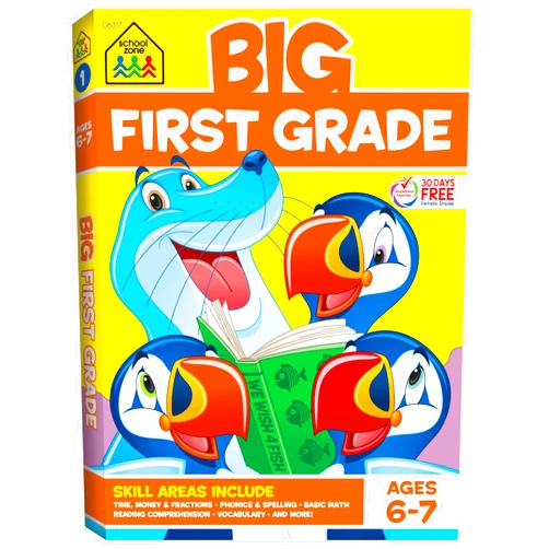 By School Zone (Author) School Zone Big First Grade Workbook: 320 Pages, 1st Grade, Reading Comprehension, Phonics, Spelling, Vocabulary, Basic Math, Time, Money, Fractions, Ages 6 to 7