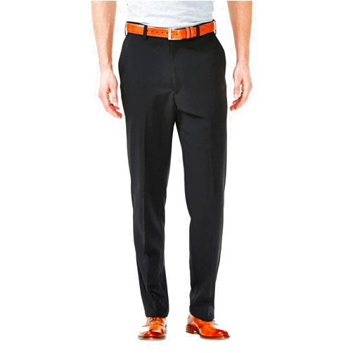 Haggar Mens Cool 18 Classic Fit Flat Front Hidden Expandable Waistband Casual Pant