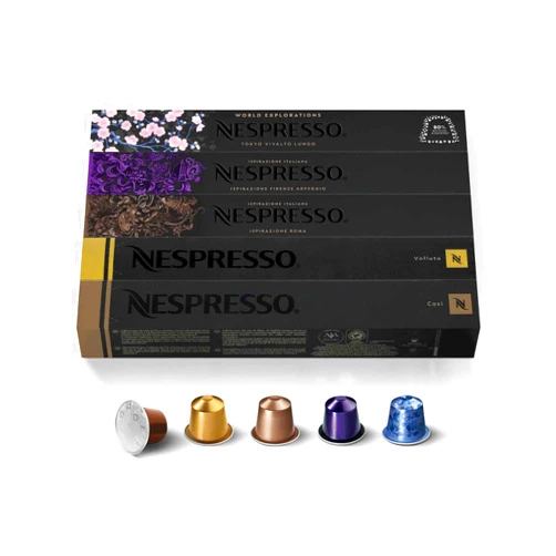 Nespresso Capsules Original Line, Ispirazione Variety Pack, Mild, Medium, Dark Roast Espresso Coffee, 50 Count Espresso Coffee Pods