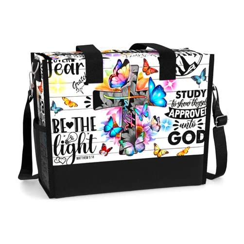 84hoods Large Tote Bag for Women with Pockets and Zipper for Travel, Work, Grocery. Christian Faith Religious Gift.
