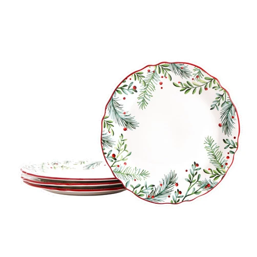 Bico Santa On The Way 11 inch Dinner Plates, Set of 4, for Pasta, Salad, Maincourse, Microwave & Dishwasher Safe