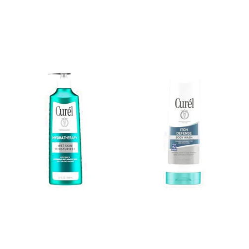 Curel Hydra Therapy In Shower Lotion, Wet Skin Moisturizer for Dry or Extra-dry Skin & Itch Defense Calming Daily Cleanser, Body Wash, Soap-free Formula