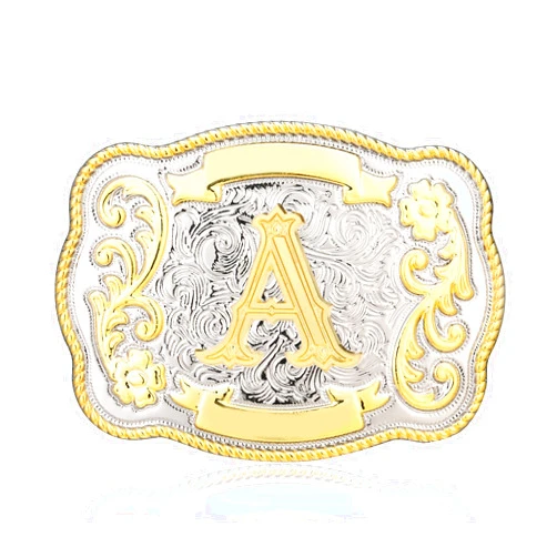 HUABOLA CALYN Vintage Belt Buckle Men Western Cowboy Rodeo Initial Letter ABCDMRJ to Z Golden Belt Buckles for Women