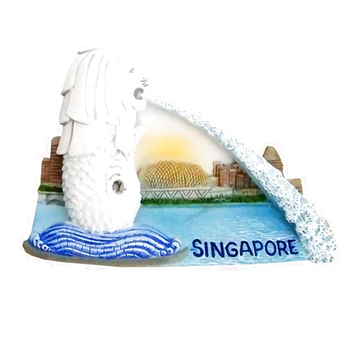 WitnyStore Tiny Merlion Singapore Southeast Asia Tourist Attractions Resin Refrigerator Magnet Traveler Souvenir 3D Fridge Magnets