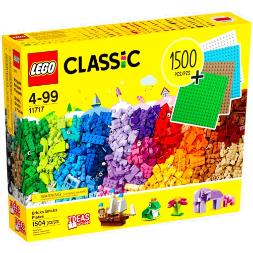 LEGO 11717 Classic Bricks Bricks Plates, Large Creative Building Toy for Kids, Gift for Boys and Girls Age 4 Plus with Wheels, Windows & 4 Baseplates
